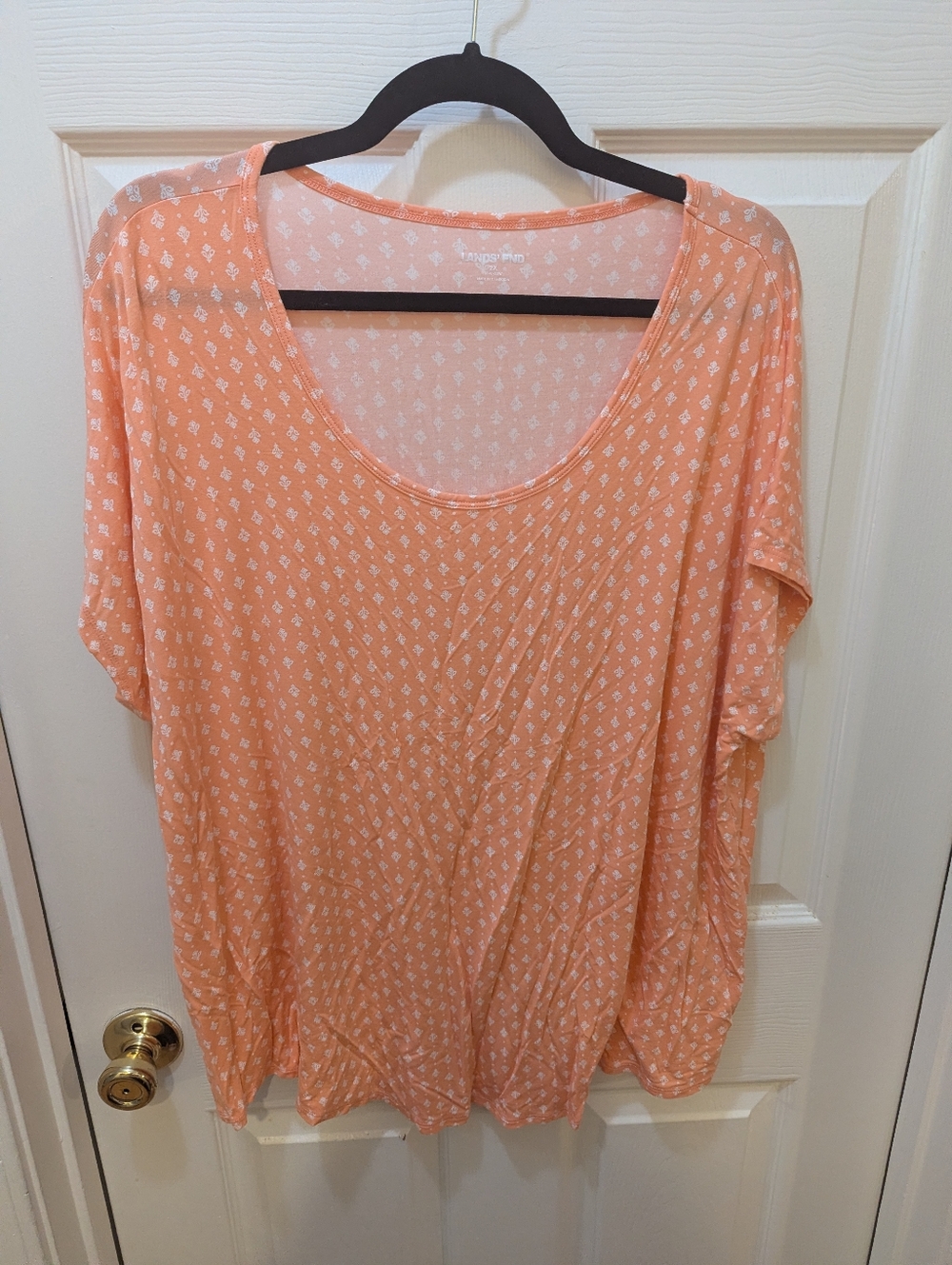 Lands' End Peach Scoop Neck Short Sleeve Tee